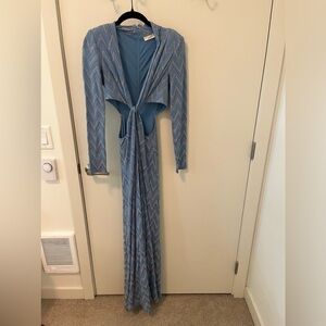 Ramy Brook Celeste Chevron Maxi Dress Ocean Blue  sz 2